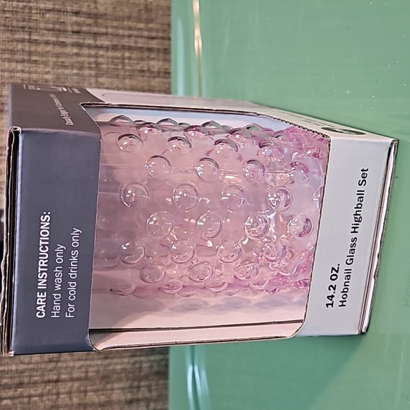 Studio drinkware hobnail glass highball set of 2 lavender  NIB 14oz - Picture 3 of 5